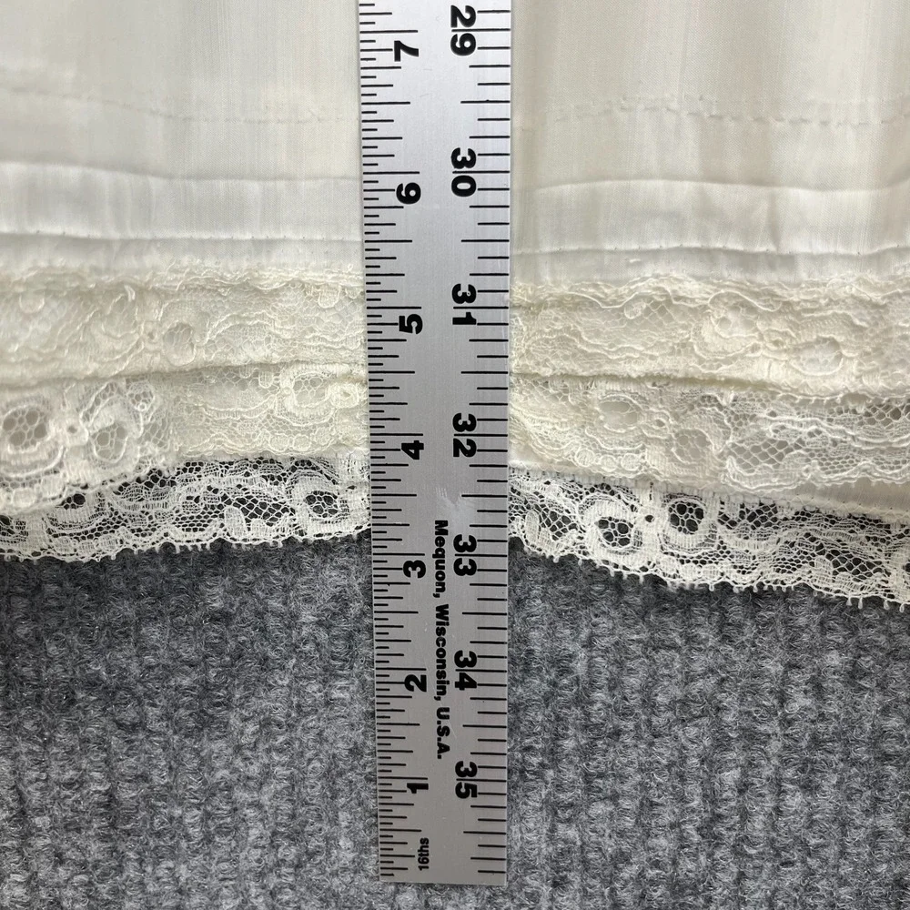 Vtg 1950s Ivory Full Slip Womens XS Lace Trim Bias Cut Pin Up Babydoll Lingerie
